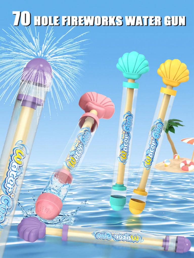 1 PCS 70-Hole Summer Pull-Out Large Capacity Firework Water Gun, A Shell Handle Design, Portable Multifunctional Water Spray Toy