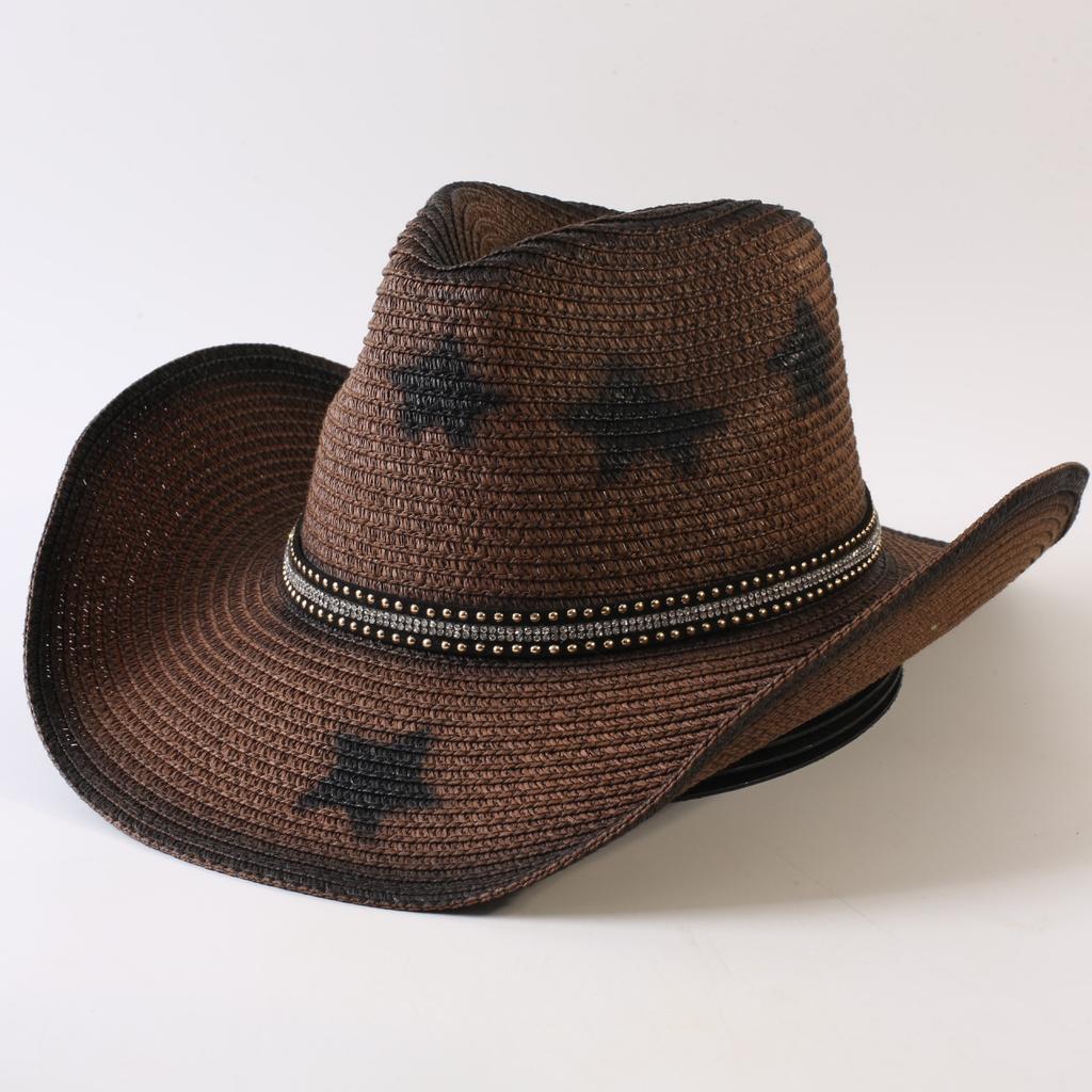 Popular Western Cowboy Straw Hat Men's and Women's Fashion Shade Straw Hat Classic Outdoor Western Cowboy Hat