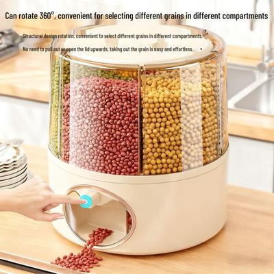 Multipurpose Airtight Rotating Storage Box for Grains - Insect & Moisture-Proof Rice Container