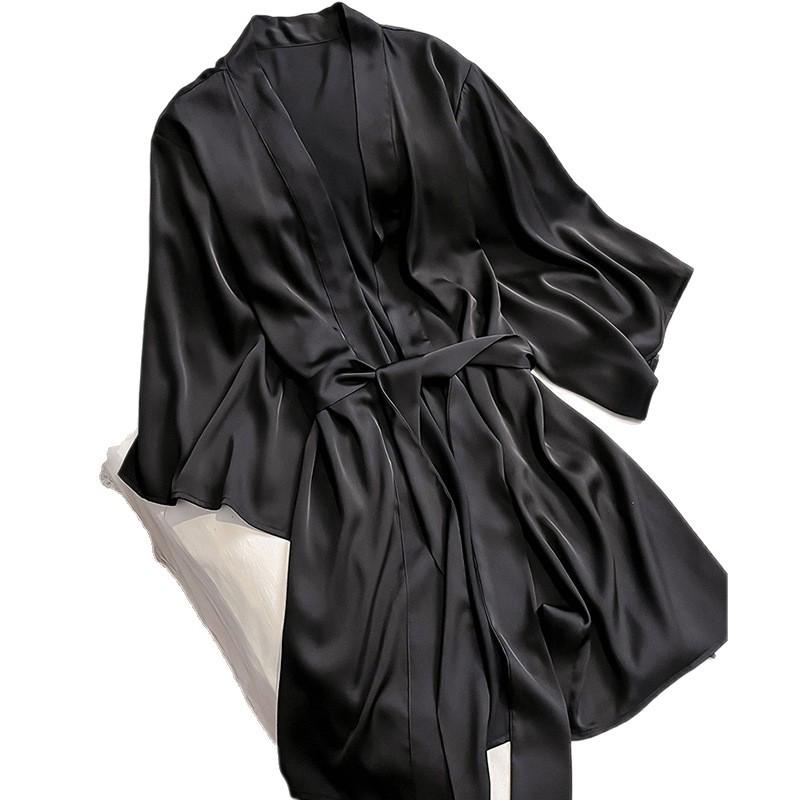 Women's Ice Silk Robe: Elegant, Sexy, and Thin Pajamas for Spring and Autumn.