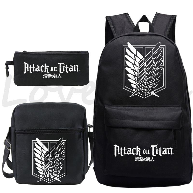 Animation Peripheral Student School Bag Crossbody Bag Pencil Bag Three-Piece Outdoor Backpack