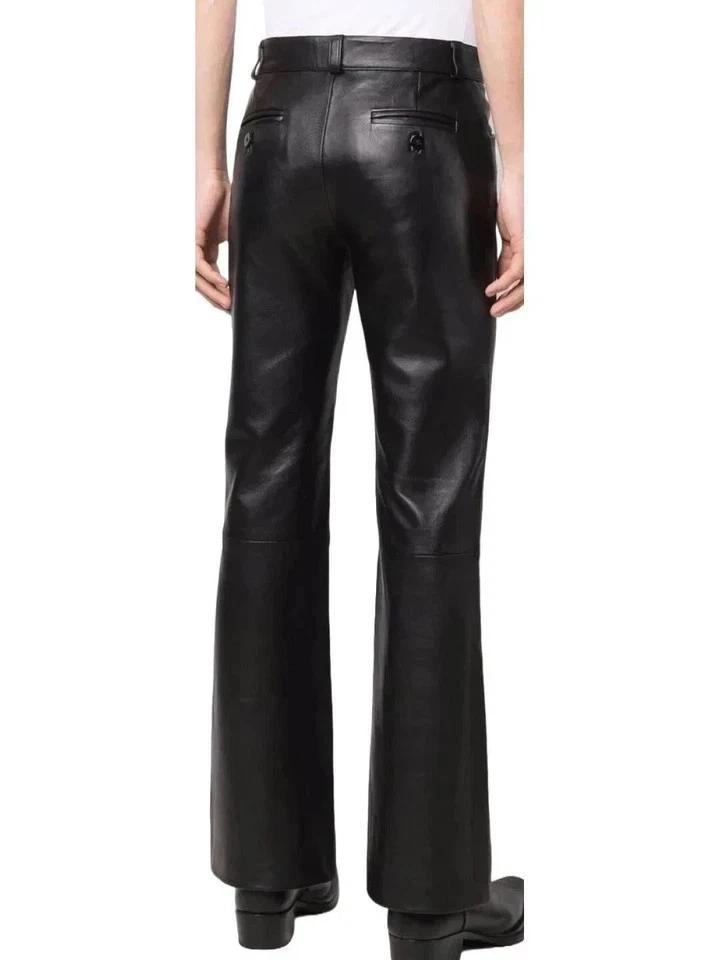 Men's Genuine Leather Black Pant Formal Office Wear Stylish Casual Leather Pant Lambskin