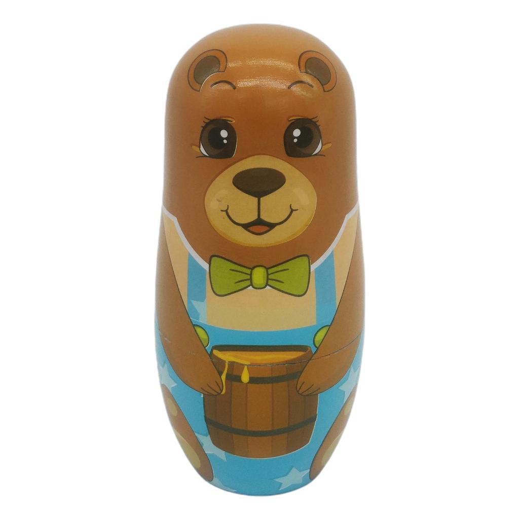Buy 5Pcs Wooden Smart Bear Matryoshka Russian Nesting Dolls
