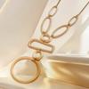 Irregular Hollow Geometric Pendant Long Necklace High Vintage Temperament Women's Necklace