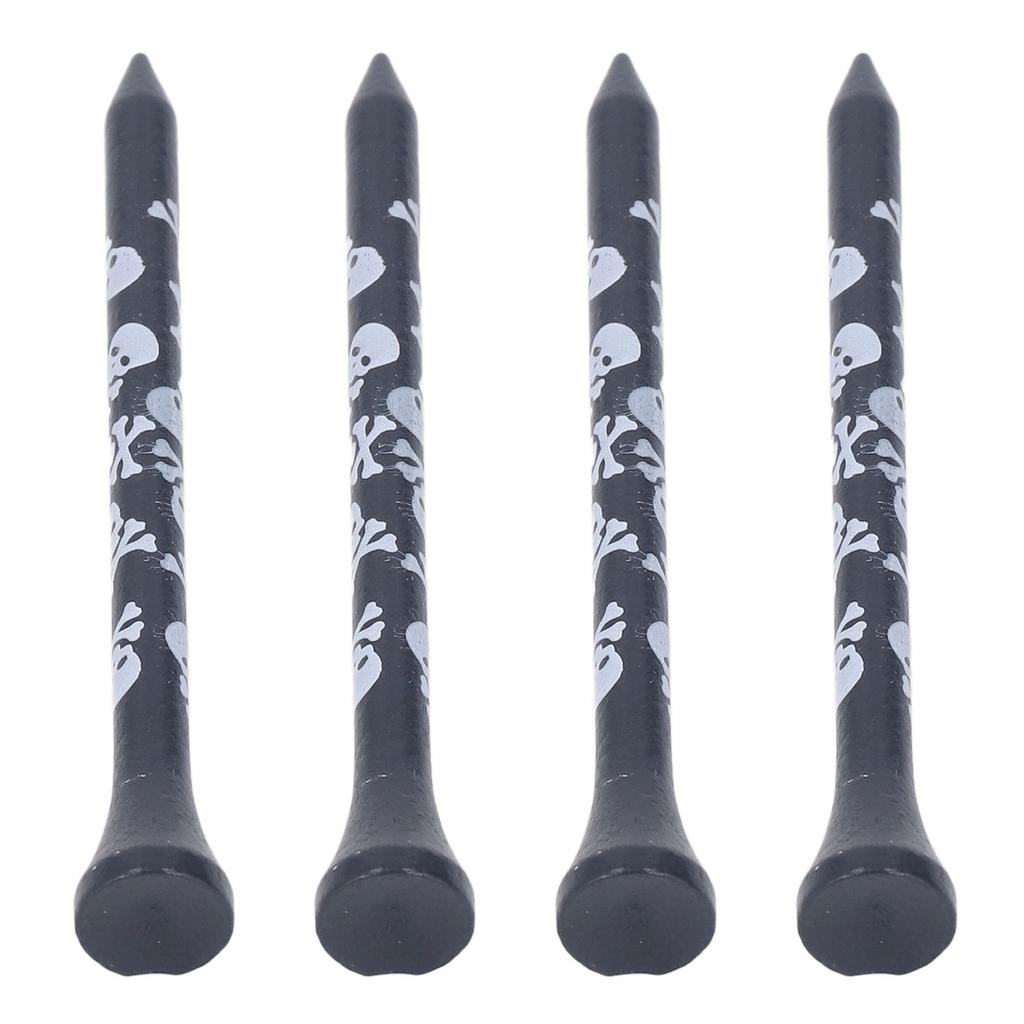 30Pcs Bamboo Wood Golf Tees 8cm Printed Skull Wooden Golf Tees Golfing Accessories Black