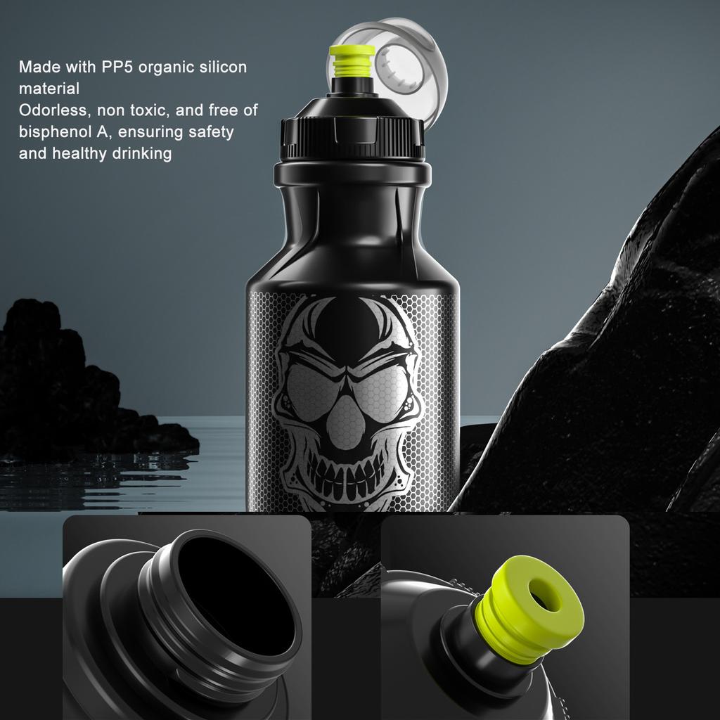 Bike Water Bottle Outdoor Squeeze Type 550ml Large Caliber PP5 Easy to Grip Cycling Sports Kettle Black
