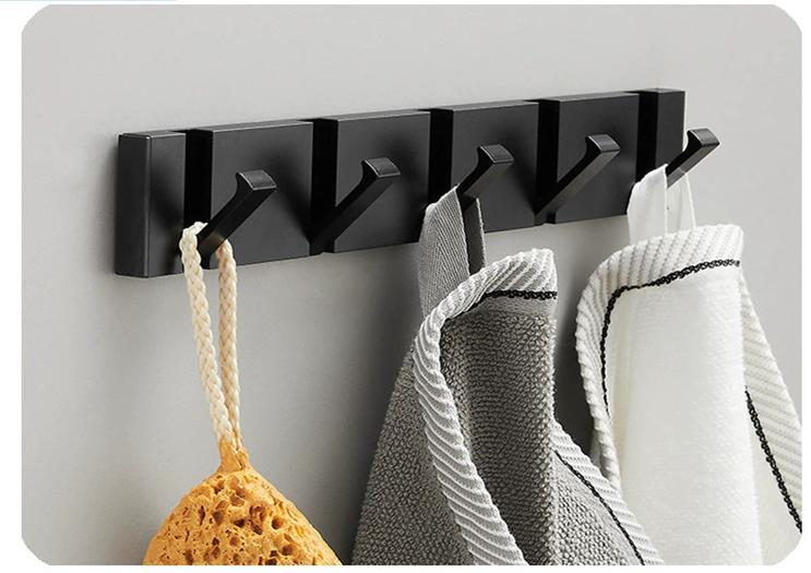 Black Towel Hanger  Robe Hook Folding Clothes Hook Black Gold Clothes Rack Hanger Aluminum Kitchen Hook Door Hanger Wall Mounted
