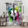 Set Of 2 Vibrant Soccer Ball Curtains Minimalist Design Graffiti Splashes Panels Living Room Bedroom Modern Blackout Made Polyester Sitting Window