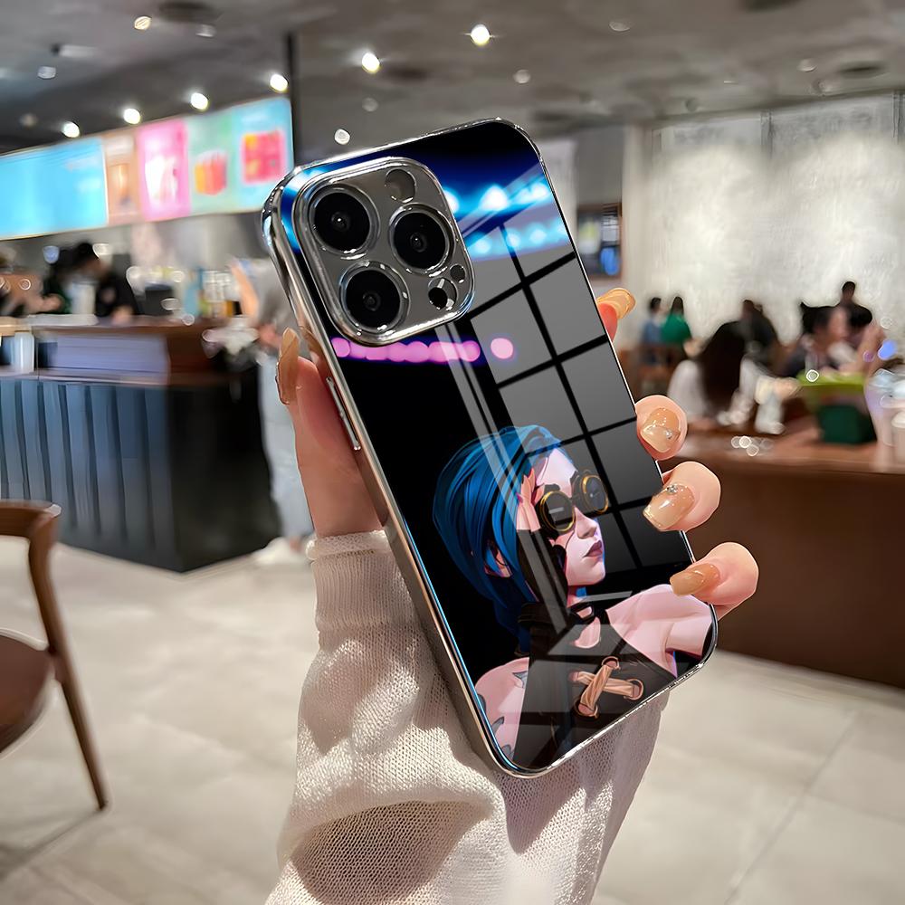 Graffiti Arcane J-Jinx Phone Case For IPhone 17 Pro Max 15 Pro 16 14 Plus 12 13 Mini 11 Pro Shockproof Electroplated Glass Cove