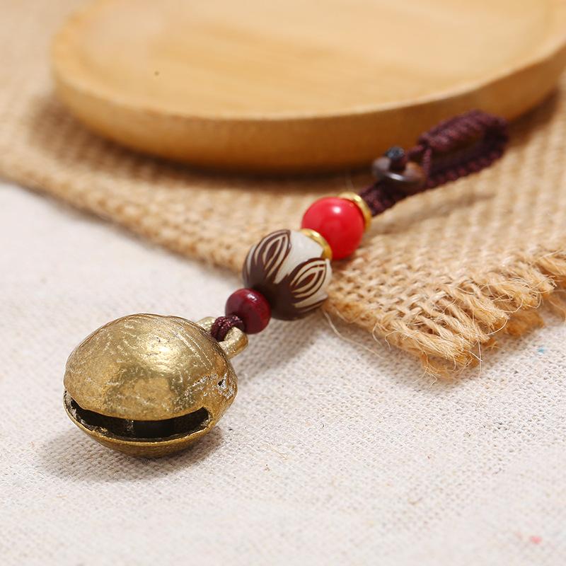 Handmade Copper Hoist Car Keychain Retro Weaving Creative Heart Sutra Key Pendant Men's and Women's Car Keychain Gifts