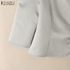 ZANZEA Women Casual Round Neck 3/4 Sleeve Elegant Plain Blouse
