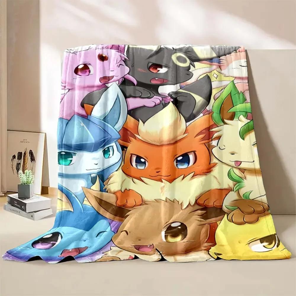 Japanese Style Blanket Pokemon Flannel Throw Home Sofa Lunch Break Blankets Cartoon Eevee Anime Figures Kids Children Student