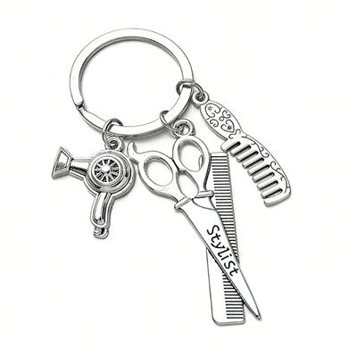 Llavero Creativo para Peluqueros Con Tijeras Peine Y Secador de Pelo Herramienta de Estilismo Colgante Llavero Accesorios