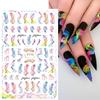 1PCS Black White Butterfly Laser Nail Stickers Nail Art Decoration Abstract Lines Bronzing Flowers Stickers For Nails