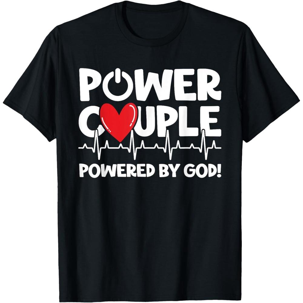 Power Couple Christian Couples Matching Valentines Day Cotton Men T Shirt L чёрный