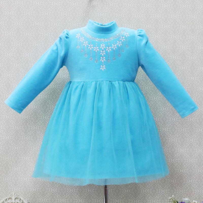 

Детское блестящее платье с длинными рукавами для девочек и воротником-стойкой, вечерние платья для выпускного вечера 2T светло-синий