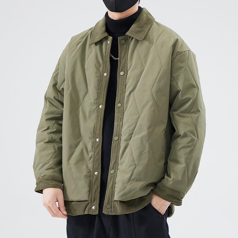 

Мужское короткое двухпредметное хлопковое пальто с эффектом многослойности - отложной воротник, осень/зима 2025, модная тонкая куртка с подкладкой. 3XL 180-200 jin зелёный