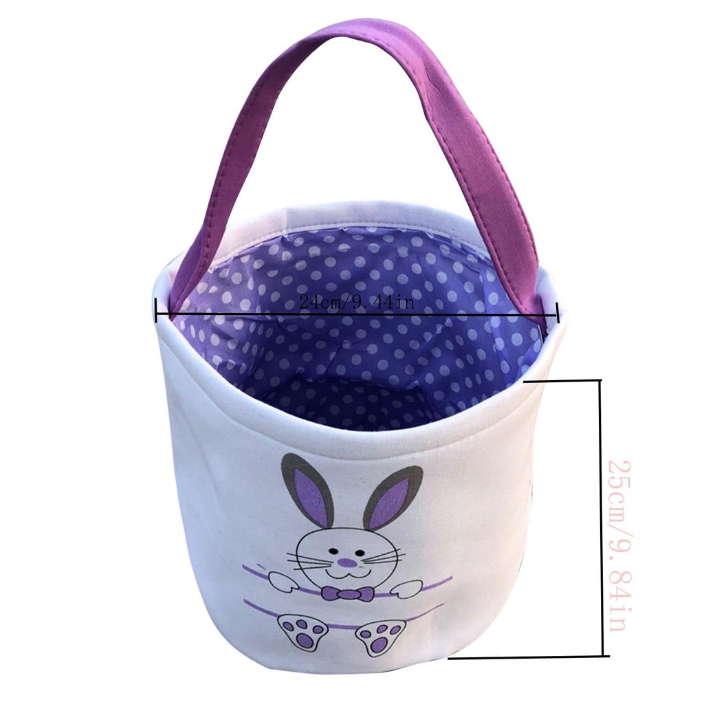 Easter Basket Holiday  Bunny Printed Canvas Gift Carry Candy Bag