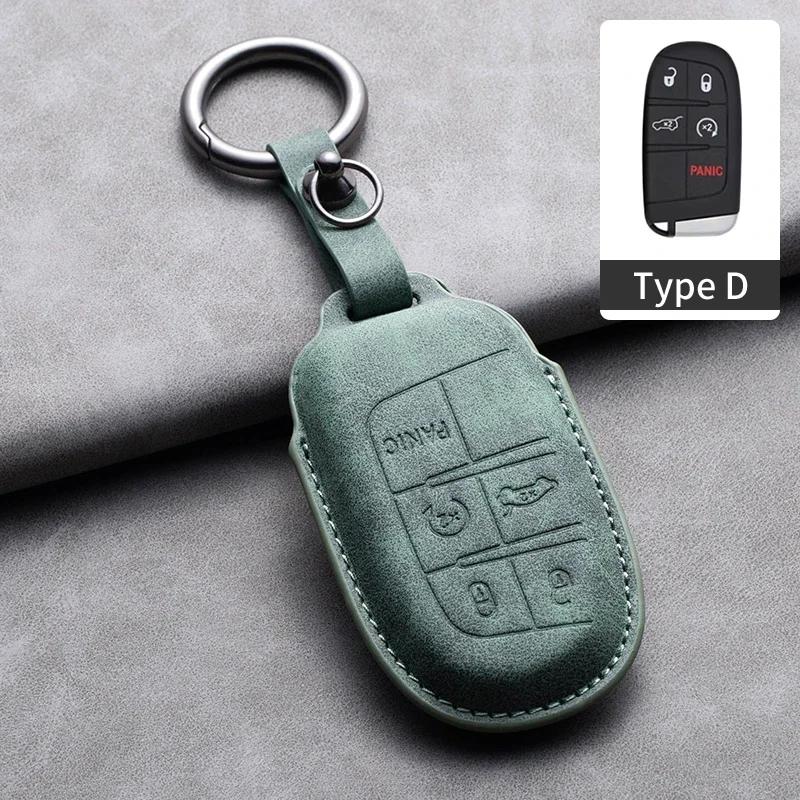 Leather Car Key Case Cover Keychain For Jeep Wrangler Commander Compass Patriot Renegade Cherokee Grand Cherokee Keyring