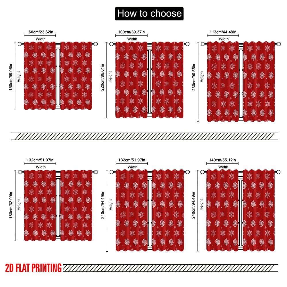 Flat Printing St Patrick Day Window Curtains Red Snowflake Festive Design Polyester Without Electricity Spring Party Set Of 2 Made