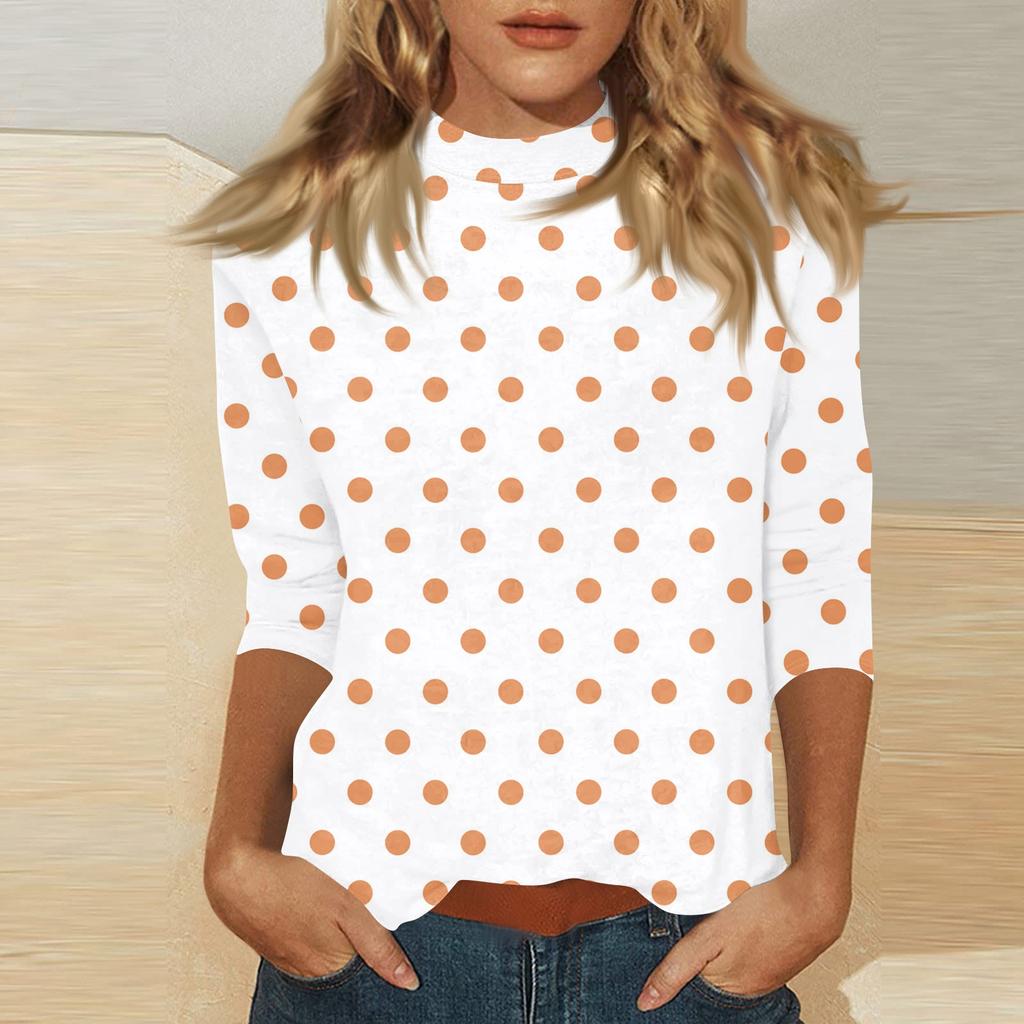 Damen Mock-Neck 3/4-Ärmel Bedrucktes Oberteil