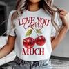 Love You Cherry Much T-and Kids Tshirt, Retro Disco White Tee for Fun Women