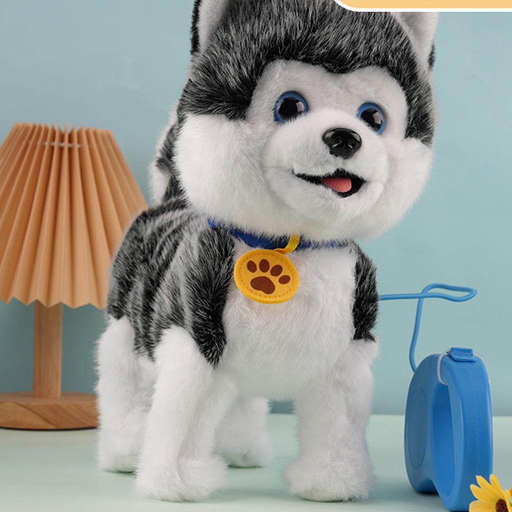 Electronic Interactive Plush Toy with Remote Control Leash Realistic Robot Puppy Toy for Ages 4 Up