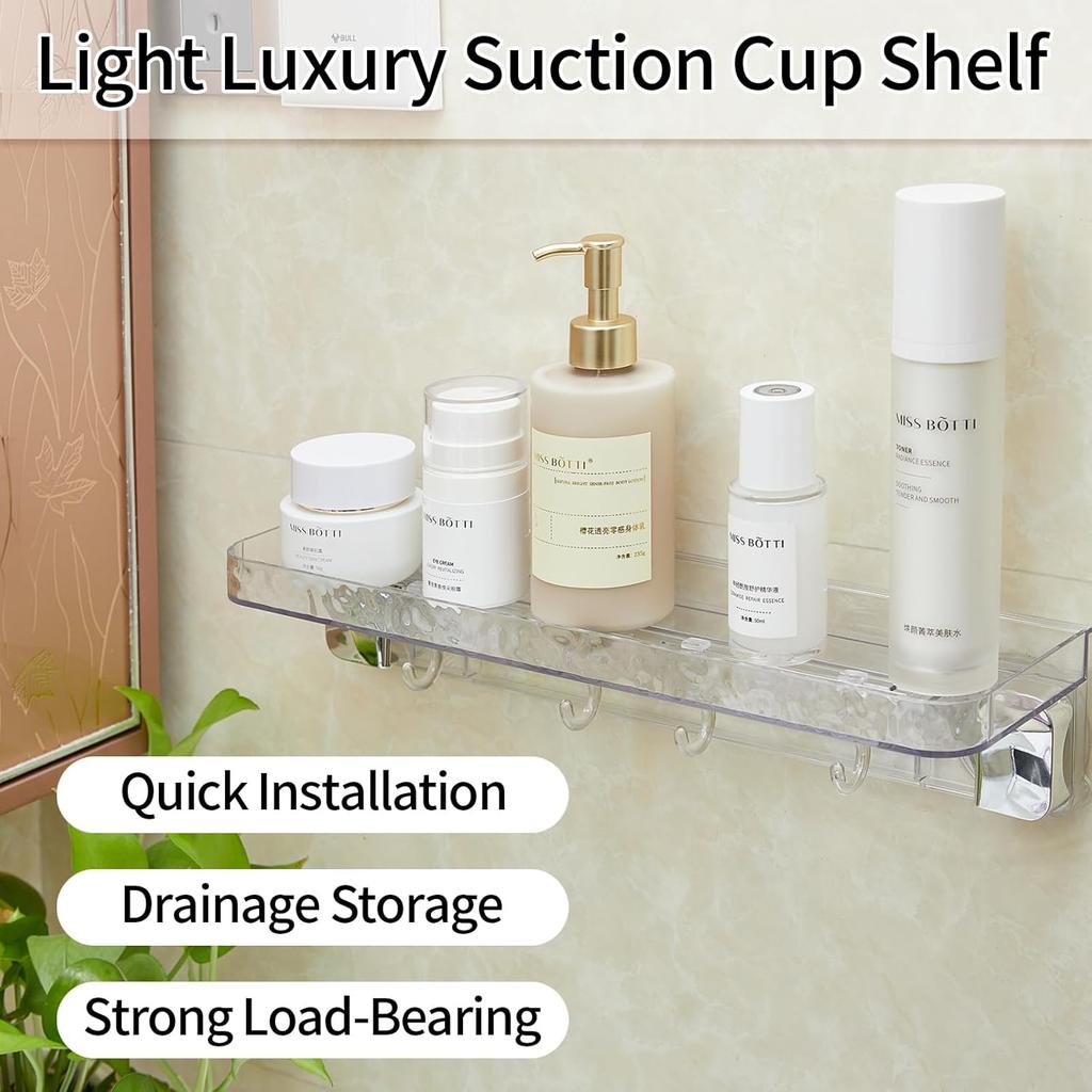 Shower Caddy Bathroom Shelves Corner 2 Pack Bathroom Organizers and Storage with 4 Hooks Bathroom shelves Suction Cup Shower Caddy for Bathroom, Dorm