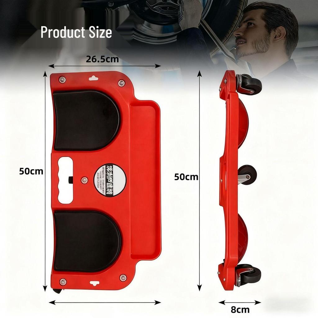 Car Repair Knee Pad with Universal Wheels and Multi-Functional Kneeling Board