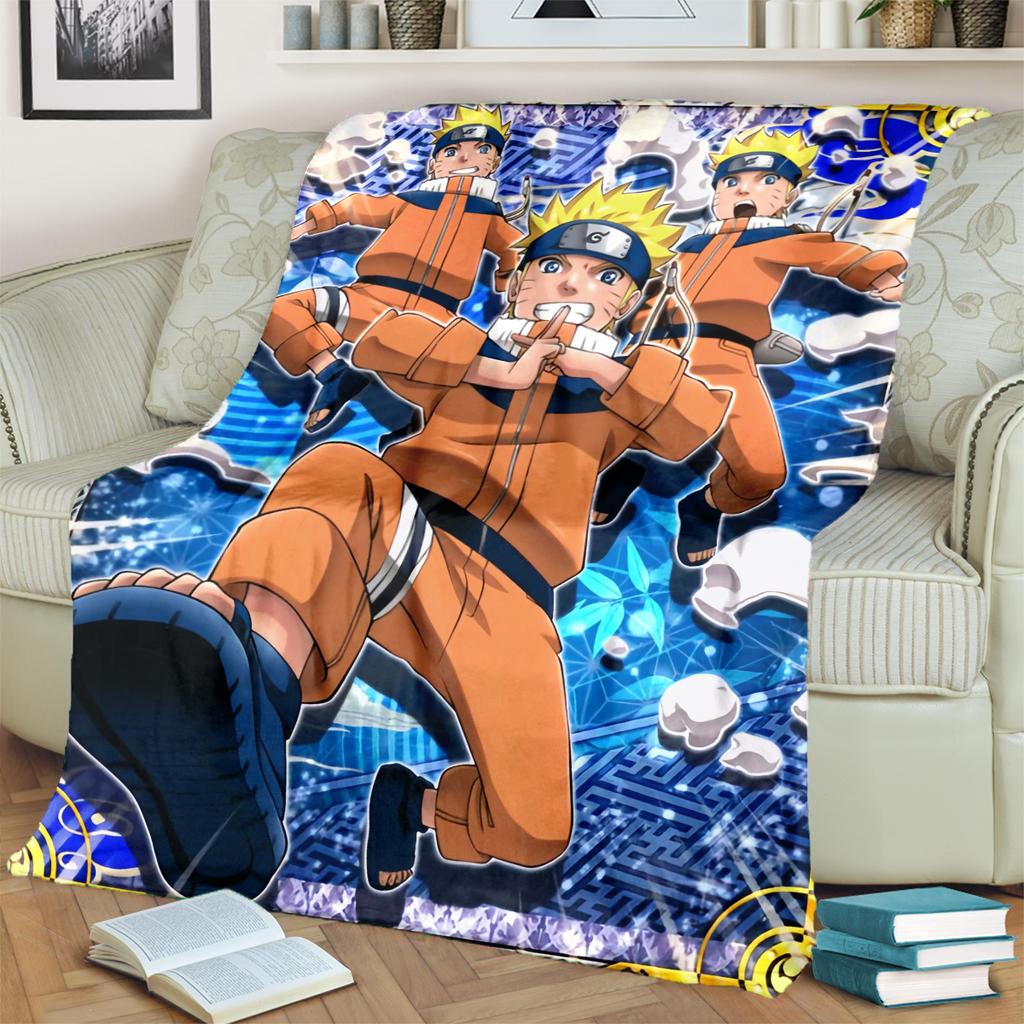 Anime-Naruto Print Blanket Warm Comfortable Flannel Blanket for Bedrooms, Sofas, Beds, Chairs, Picnics, Travel -LXR76