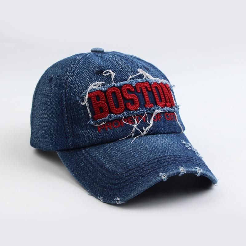Retro Denim Ripped Baseball Cap Men and Women Show Their Faces Small Casual Embroidered Peaked Cap Sun Hat