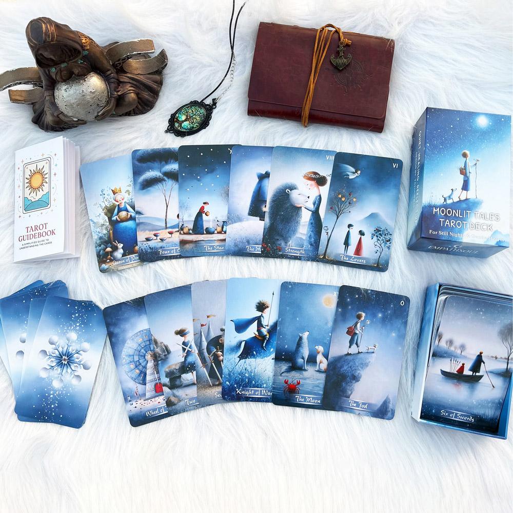 Moonlight Story Tarot Cards Set, 78 Cards 13x8 Cm,, Includes Paper Instructions, Each card unfolds like asmall story