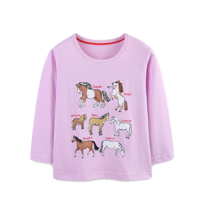 European Fashion Long Sleeve Autumn Cartoon Print Toddler Girls T-shirt 2Y