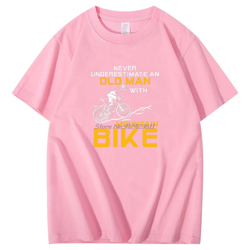 Mens Never Underestimate An Old Man With A Mountain Bike T Shirt Bicycle Cotton Summer Harajuku Short Sleeve Tshirt