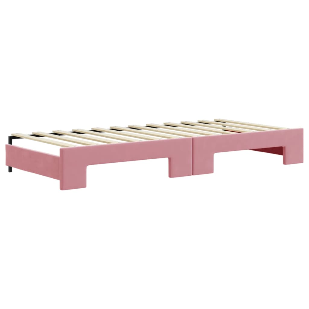 Daybed Pull out with Drawers Pink 90x200 cm Velvet