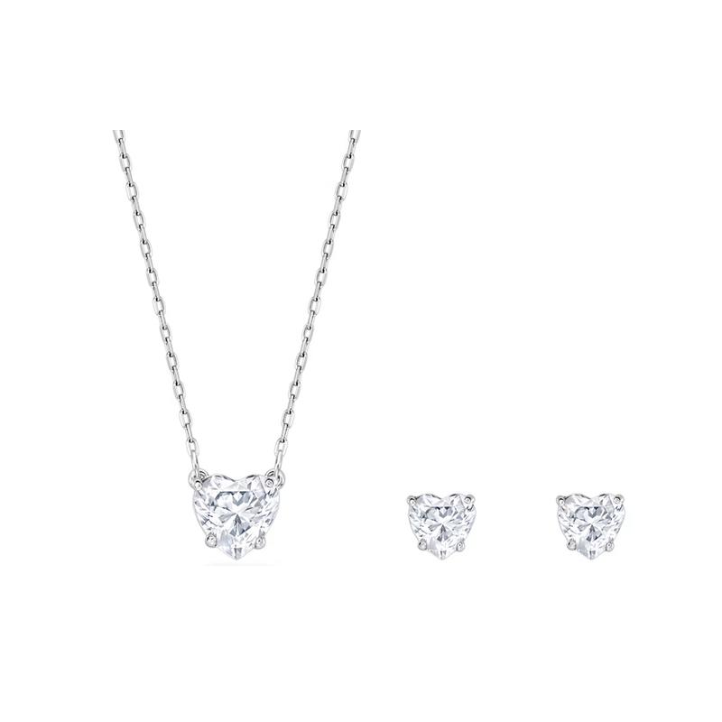 Swarovski Stilla Attract Attract set heart-shaped earrings cubic zirconia rhodium-plated, artificial crystal necklace women s 5646751