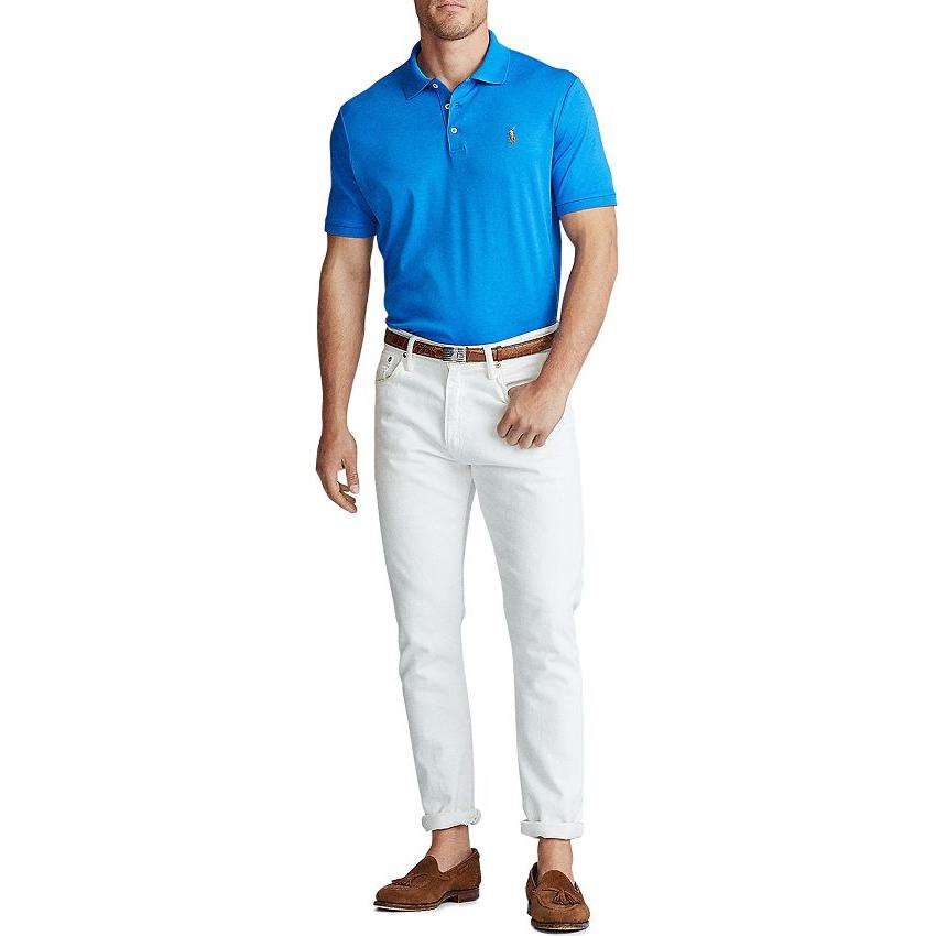 Polo Ralph Lauren Tinta Unita Logo Ricamato Pullover Vestibilità Dritta Manica Corta Polo Uomo top Blu 710660606-063