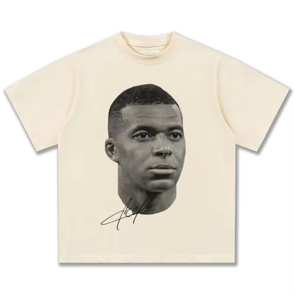T-shirt Imprimé Étoile Mbappé Unisexe Femmes Grande Taille Décontracté Manches Courtes Col Rond Coton Hauts Mode Streetwear Unisexe