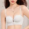 Gather Front Button Bra Female Sexy Detachable Letter Shoulder Straps Bra Top Support Anti Slip Lifting Bra