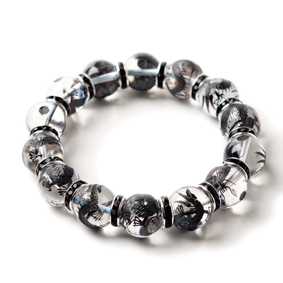 

Черный резной пятилапый императорский дракон кристалл 14 мм черный рондель молитвенный браслет из бусин натуральный камень ворстоун [Shiki] мужской [b564]