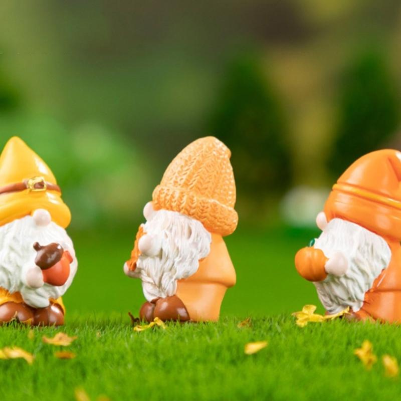 Set Of 3 Resin Leaf Miniatures Gnomes Ideal for Indoor and Outdoor Use Adds Unique Charm to Any Home or Garden Setting