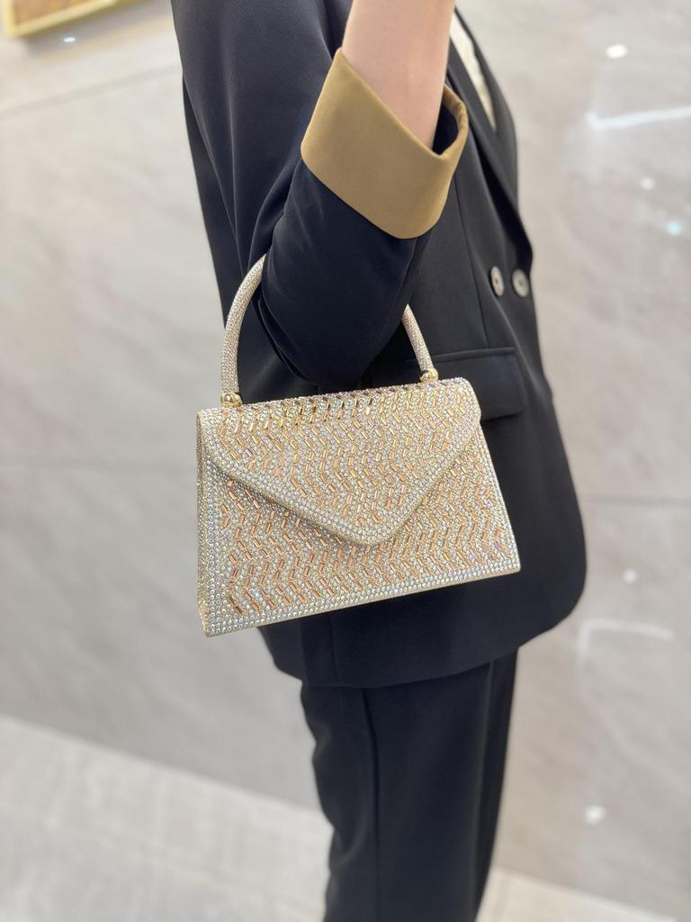 Elegante Strass-Diamant-Umhänge-Abendhandtasche für Hochzeiten und Bankette