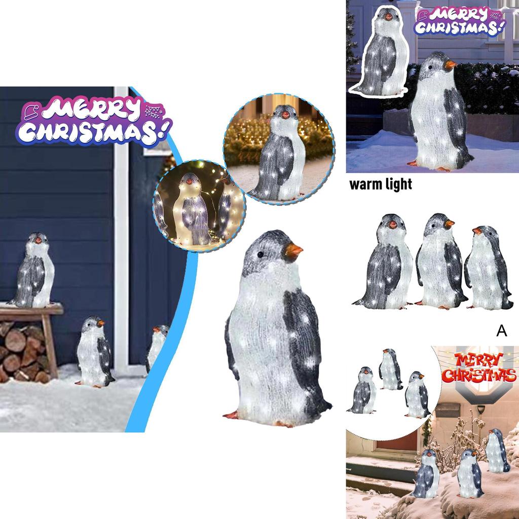 Adorable Christmas Penguin Led Light Garden Decoration With Acrylic Body