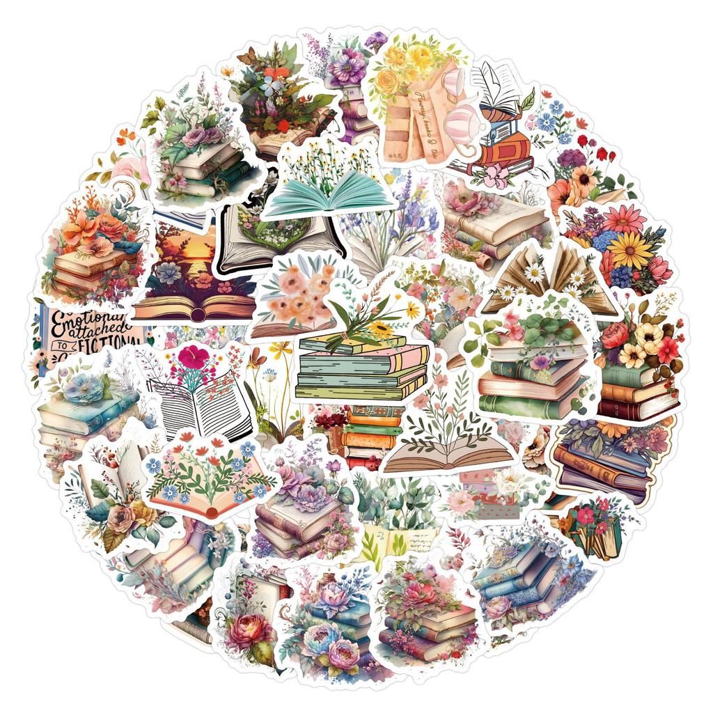 60 New Flower Books Graffiti Stickers Notebook Suitcase Water Cup Personalized Decorative Waterproof Stickers