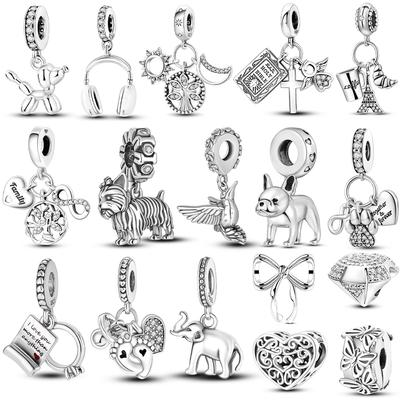 Original Copper Charms Beads Fit Puppy Heart Bow Copper Charms For Bracelet Pendant Women Jewelry Gifts