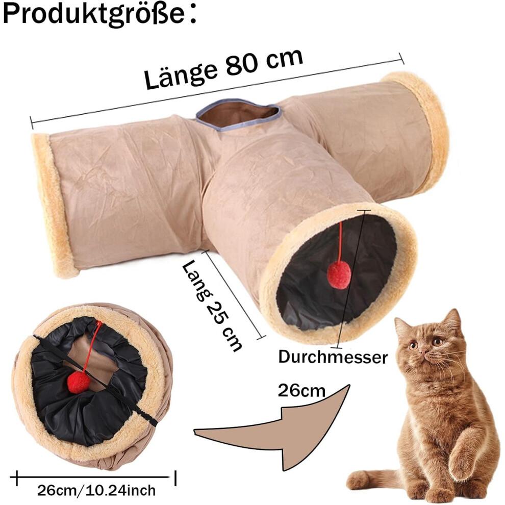 Pet Play Tube for Kittens, Puppy, Rabbits, Guinea Pigs, Suede Fabric Collapsible Cat Tunnel with Interactive Fringe Design for Indoor Exercise