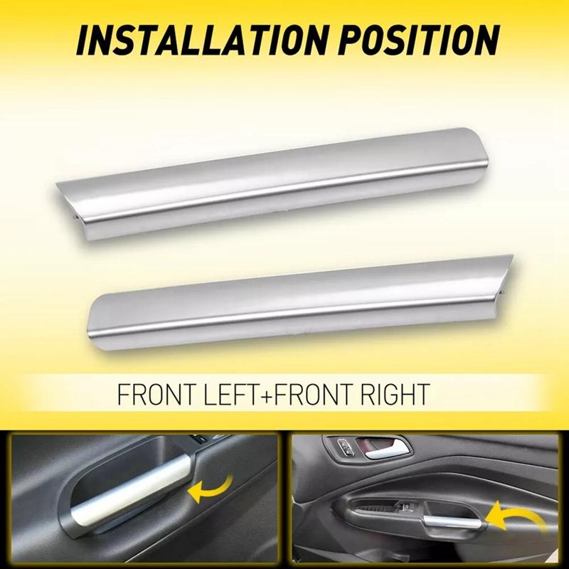 1Pair Front Inner Door Handle Grab Trim Cover Chroem Molding For Ford Escape 2013- CJ5Z-7822620-BA CJ5Z-7822621-BA