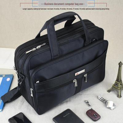 Men's Canvas Business Briefcase with Large Capacity for Laptop and Documents - Travel Messenger Bag.