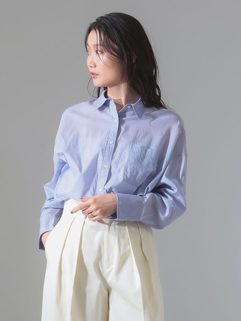 Shirts and Blouses KHADI Over Short Shirt SAX ONE SIZE [Demi-Luxe Beams] L/S Women's