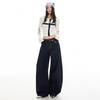Autumn and winter new contrasting tannins original cow jeans women's loose wide-leg pants